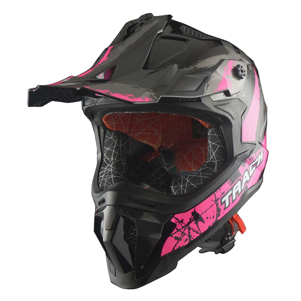 1Storm Adult Motocross HelmetTrack Style JH601 + Goggles + Skeleton Glove Bundle