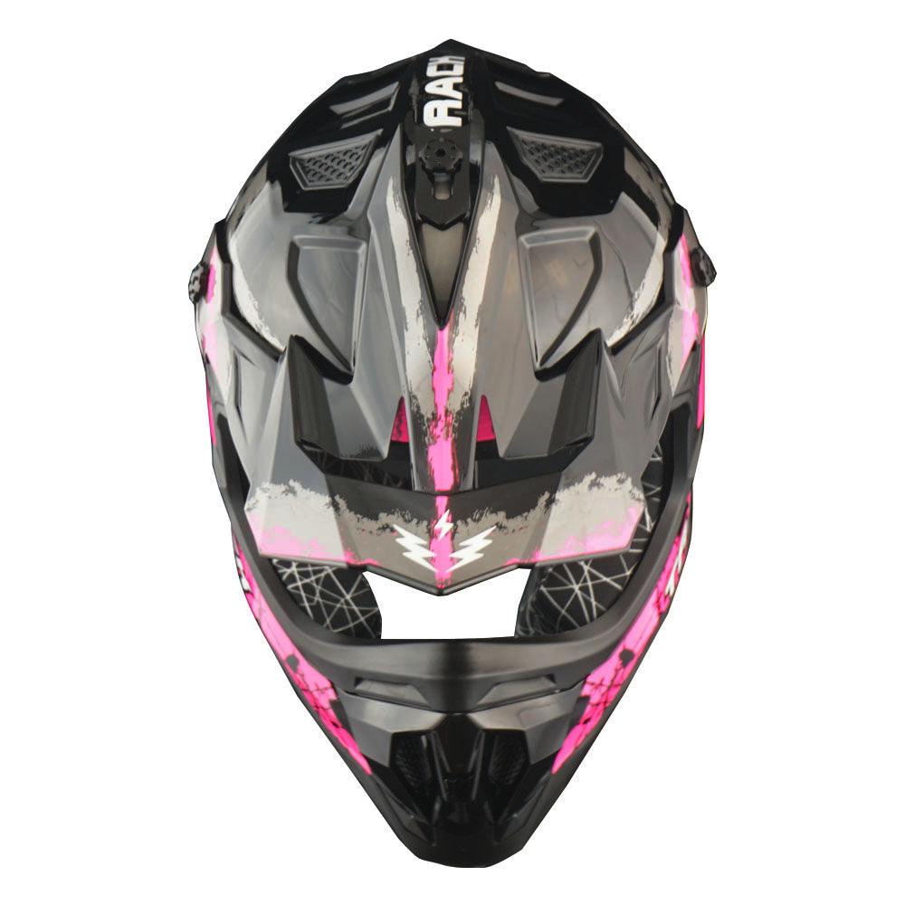 1Storm Adult Motocross HelmetTrack Style JH601 + Goggles + Skeleton Glove Bundle