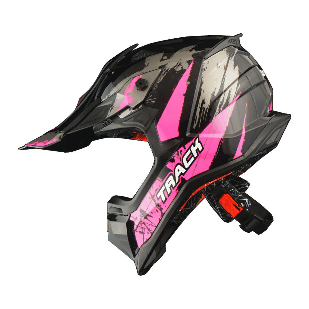 1Storm Adult Motocross HelmetTrack Style JH601 + Goggles + Skeleton Glove Bundle