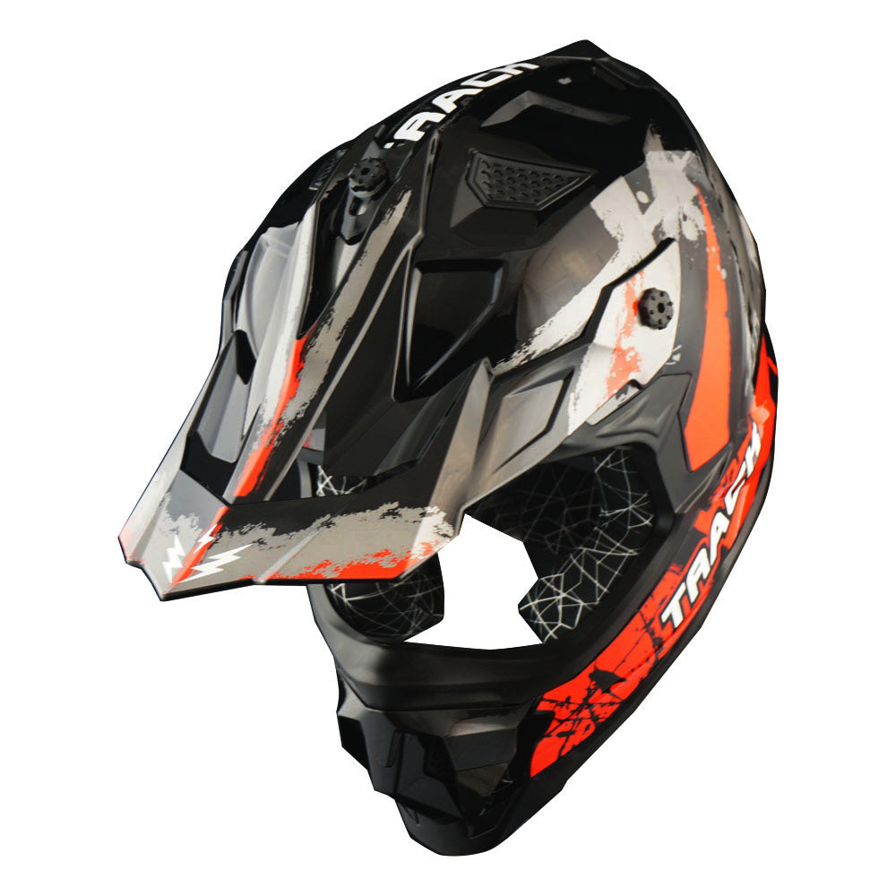 1Storm Adult Motocross HelmetTrack Style JH601 + Goggles + Skeleton Glove Bundle