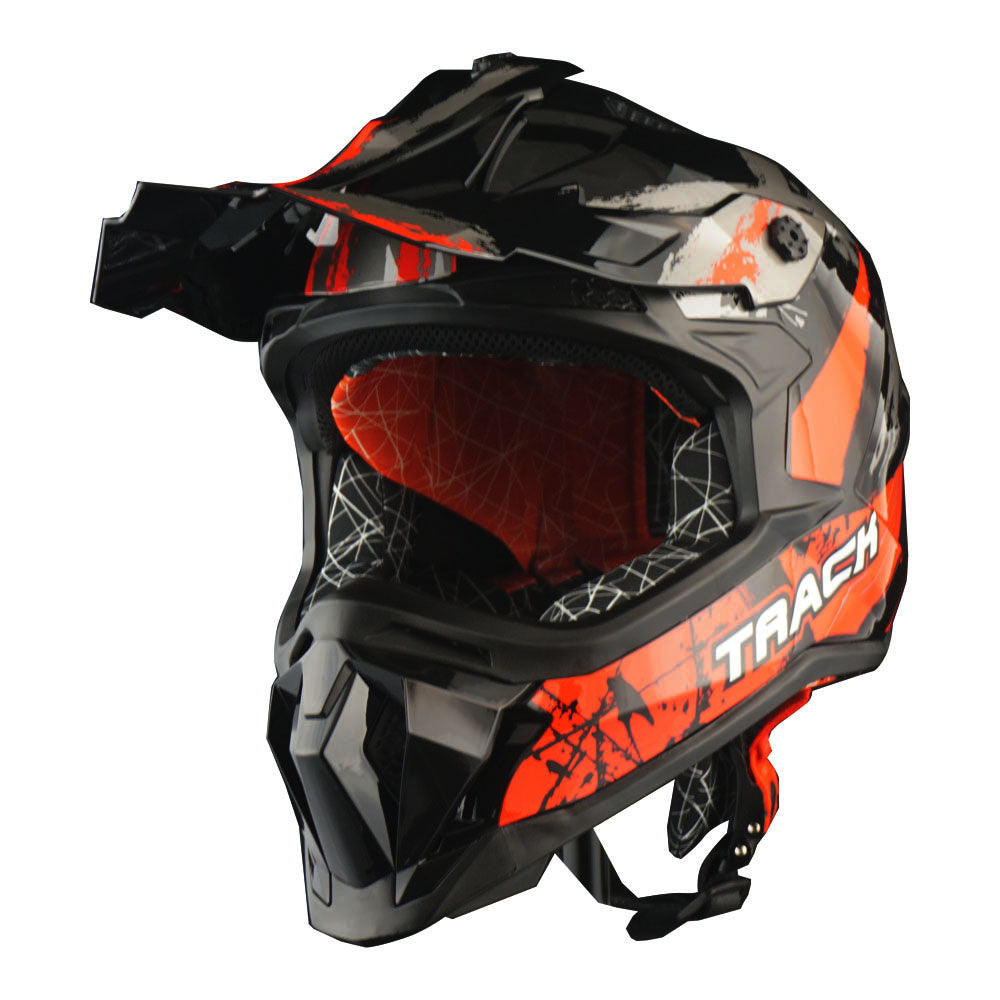 1Storm Adult Motocross HelmetTrack Style JH601 + Goggles + Skeleton Glove Bundle