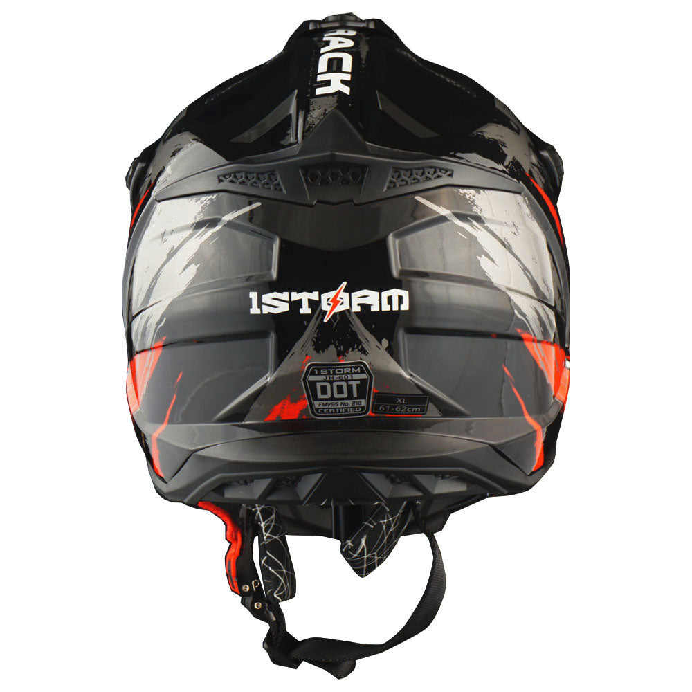 1Storm Adult Motocross HelmetTrack Style JH601 + Goggles + Skeleton Glove Bundle