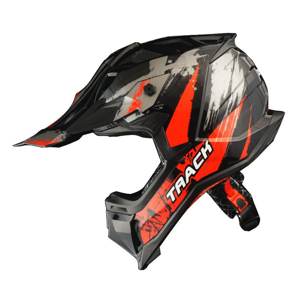 1Storm Adult Motocross HelmetTrack Style JH601 + Goggles + Skeleton Glove Bundle