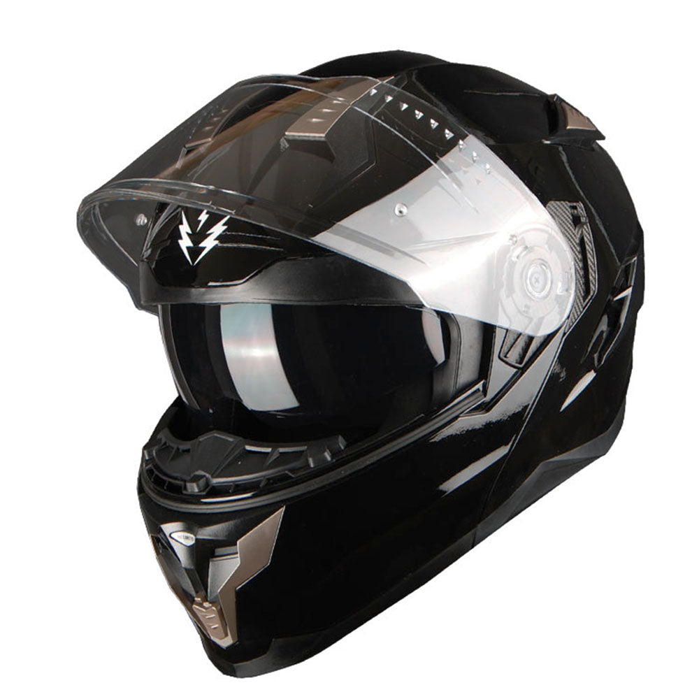 1Storm Motorcycle Modular Full Face Helmet DOT Adults Street Bike  Flip up Dual Visor Sun Inner Shield Anti Fog Pinlock Shield + Motorcycle Bluetooth Headset