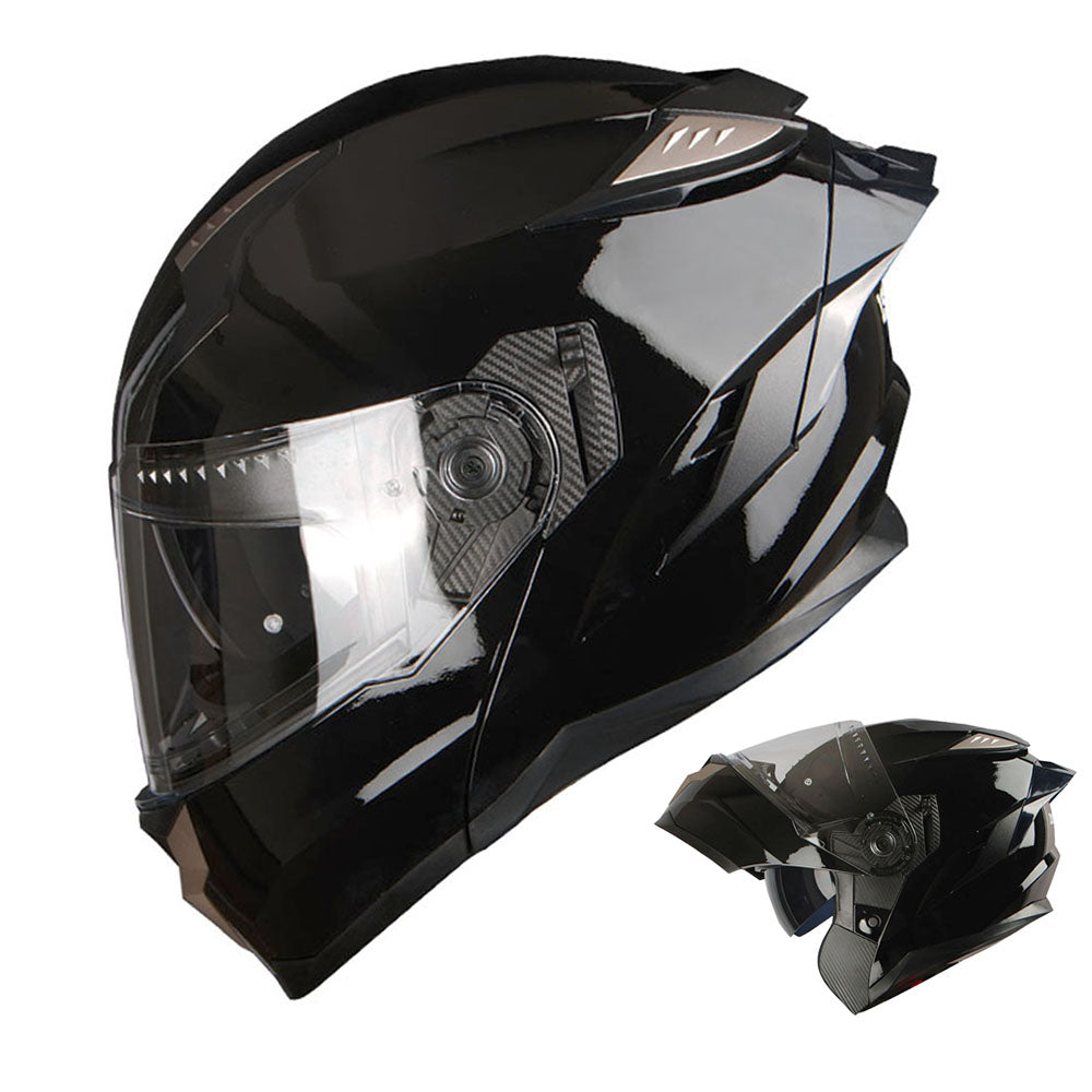 1Storm Motorcycle Modular Full Face Helmet Flip up Dual Visor Anti Fog Pinlock: JHA119 Glossy Black / L( 59-60 cm 23.2/23.4 Inch )