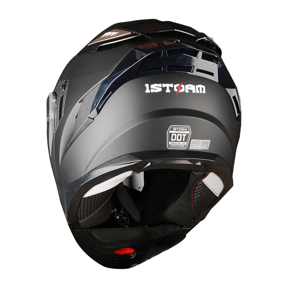 1Storm Motorcycle Modular Full Face Helmet Flip up Dual Visor Anti Fog Pinlock:  JHA119