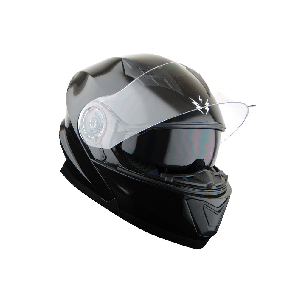 1Storm New Motorcycle Bike Modular Full Face Helmet Dual Visor Sun Shield with LED Tail Light + Motorcycle Bluetooth Headset: Modular901