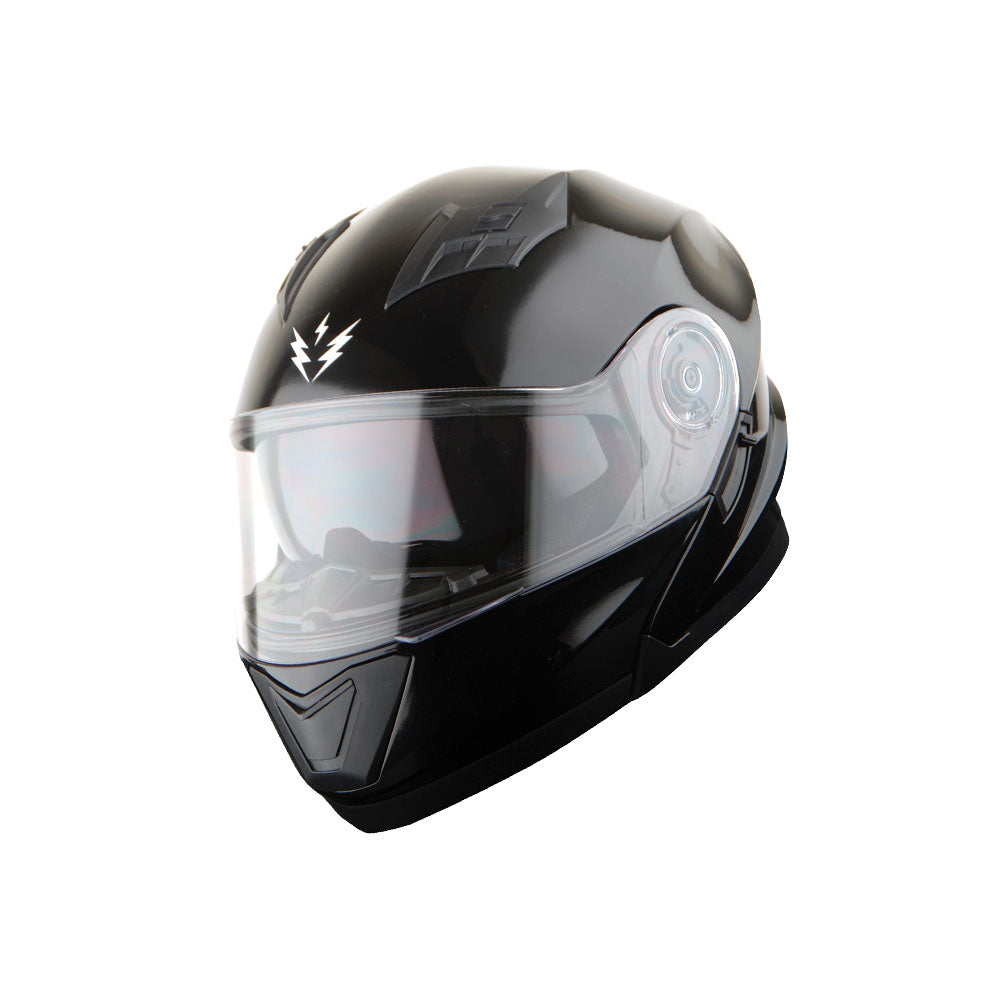 1Storm New Motorcycle Bike Modular Full Face Helmet Dual Visor Sun Shield with LED Tail Light + Motorcycle Bluetooth Headset: Modular901
