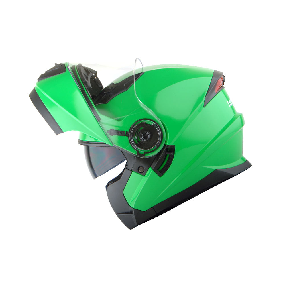 1Storm New Motorcycle Bike Modular Full Face Helmet Dual Visor Sun Shield with LED Tail Light + Motorcycle Bluetooth Headset: Modular901