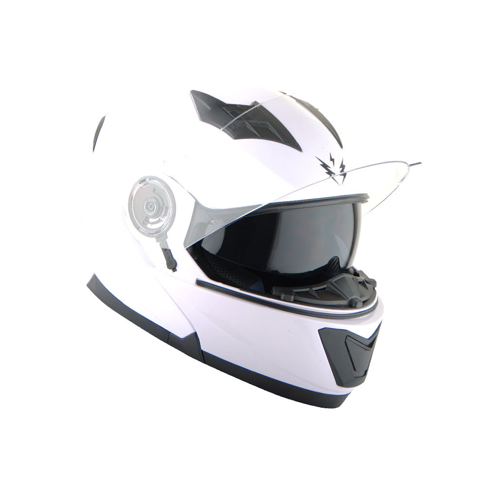 1Storm New Motorcycle Bike Modular Full Face Helmet Dual Visor Sun Shield with LED Tail Light + Motorcycle Bluetooth Headset: Modular901
