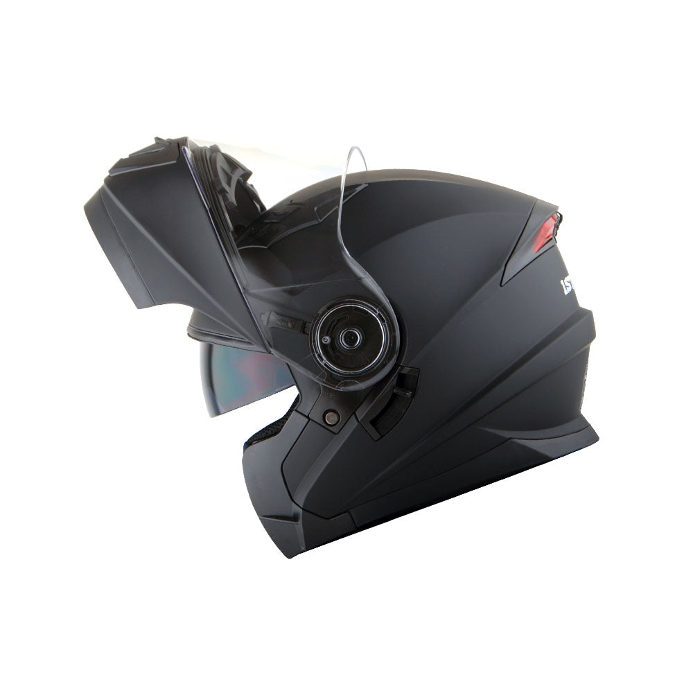 1Storm New Motorcycle Bike Modular Full Face Helmet Dual Visor Sun Shield with LED Tail Light + Motorcycle Bluetooth Headset: Modular901