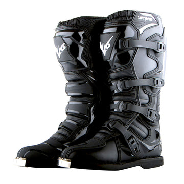 1Storm Men's Motorcycle Boots Rider Long High Racing Black MBM006