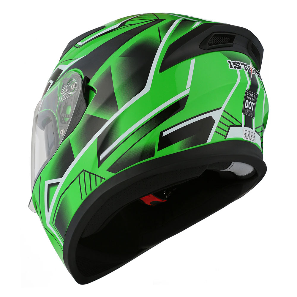 1Storm Motorcycle Full Face Flip up Dual Visor Helmet + Spoiler + Motorcycle Bluetooth Headset: HJK316
