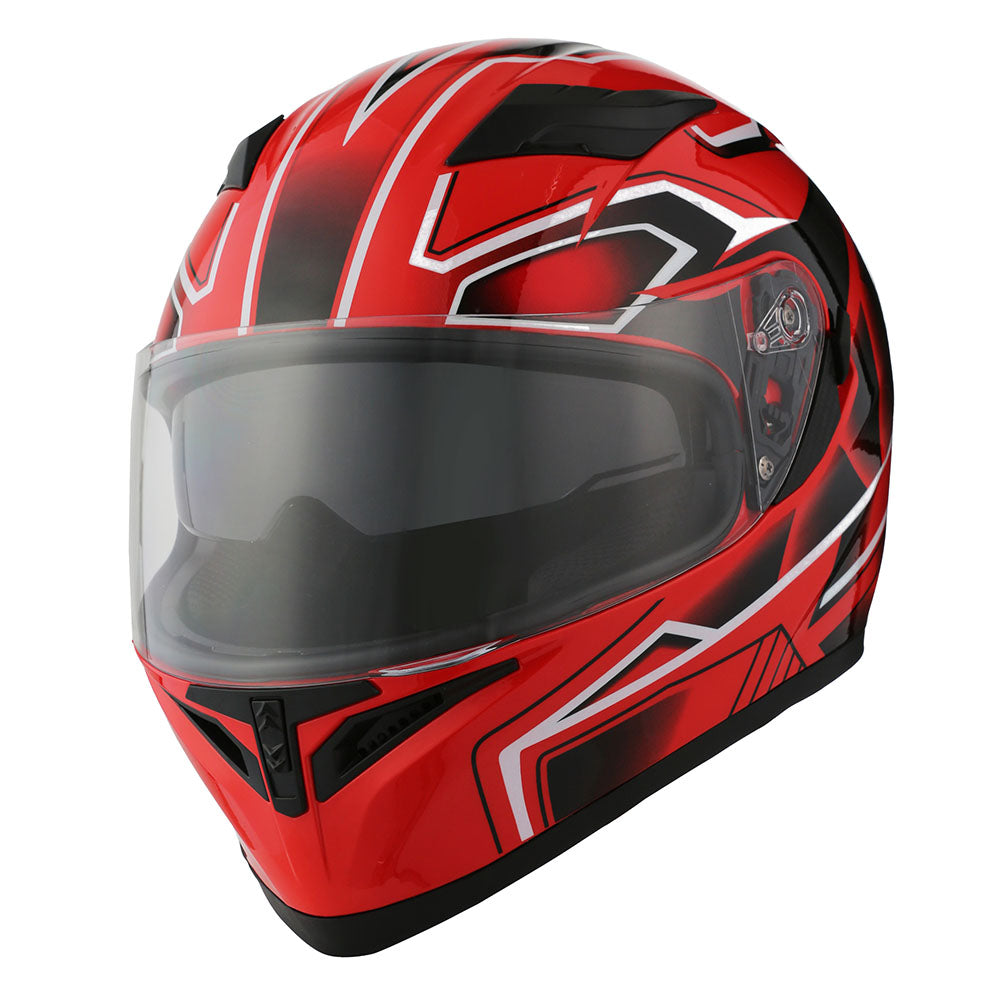 1Storm Motorcycle Full Face Flip up Dual Visor Helmet + Spoiler + Motorcycle Bluetooth Headset: HJK316