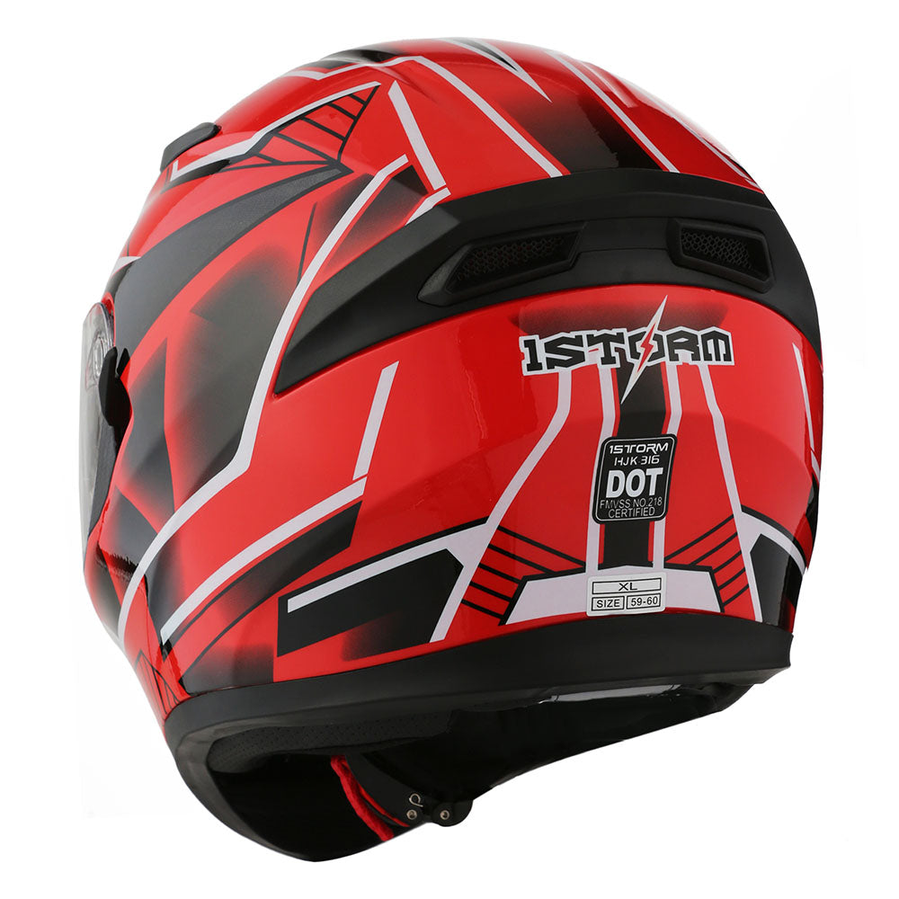 1Storm Motorcycle Full Face Flip up Dual Visor Helmet + Spoiler + Motorcycle Bluetooth Headset: HJK316