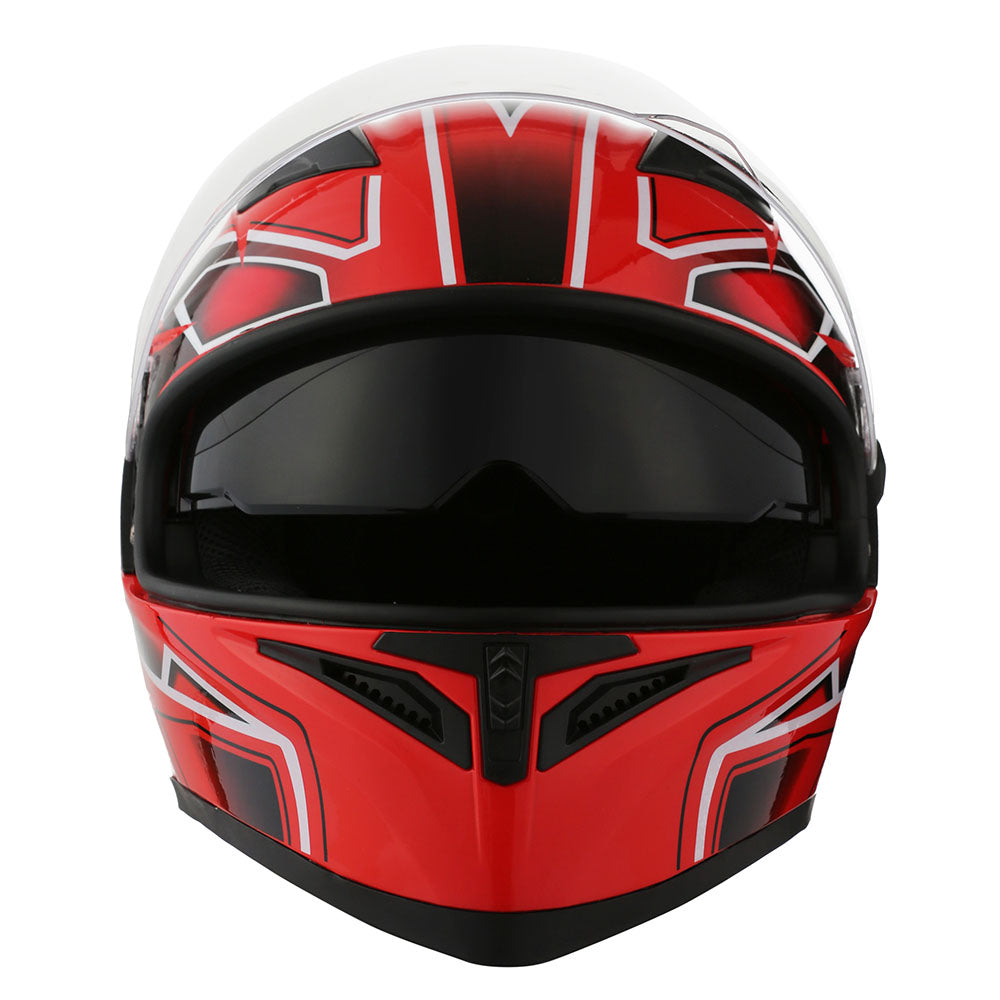 1Storm Motorcycle Full Face Flip up Dual Visor Helmet + Spoiler + Motorcycle Bluetooth Headset: HJK316