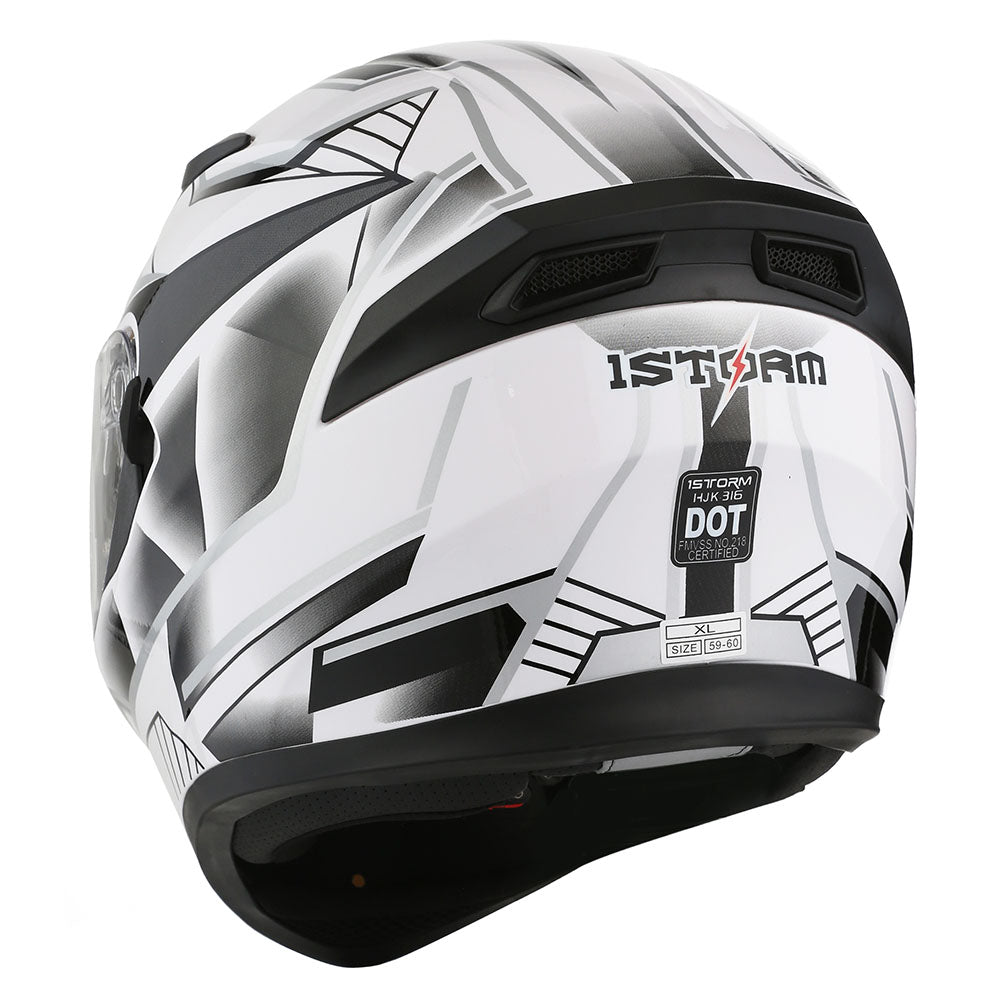 1Storm Motorcycle Full Face Flip up Dual Visor Helmet + Spoiler + Motorcycle Bluetooth Headset: HJK316