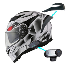 1Storm Motorcycle Full Face Flip up Dual Visor Helmet + Spoiler + Motorcycle Bluetooth Headset: HJK316