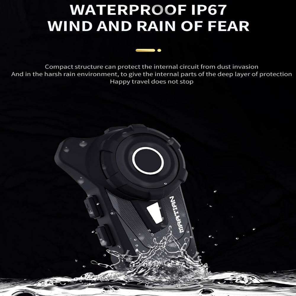 Martian Motocycle Helmet Wireless Waterproof Bluetooth Headset BlueT-S2 /2 Riders Intercom/1000M Intercom/FM Radio/Moto Biking & Skiiing/2 in 1 Microphone/