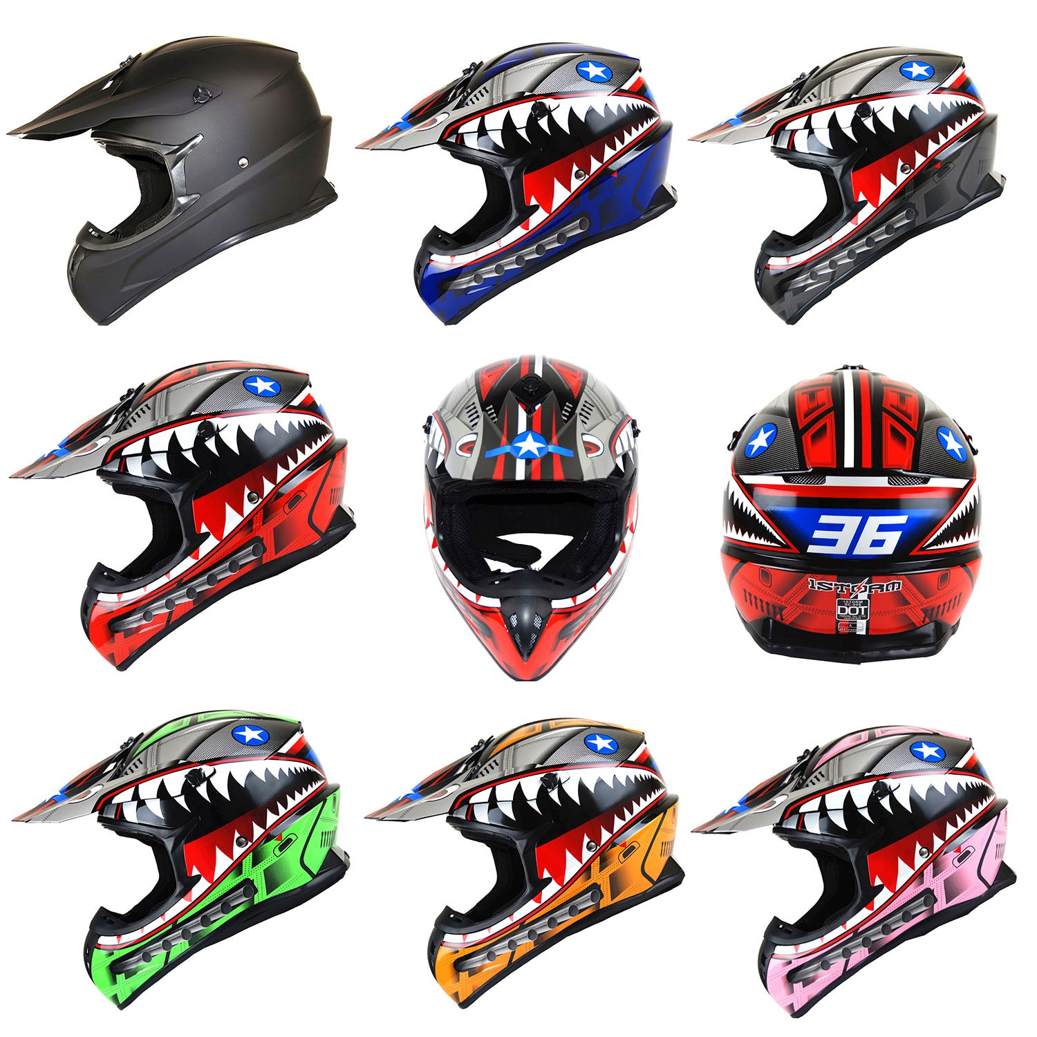 1Storm Adult Motocross Helmet BMX MX ATV Dirt Bike Downhill Mountain Bike Helmet Racing Style: HKY_SC09S