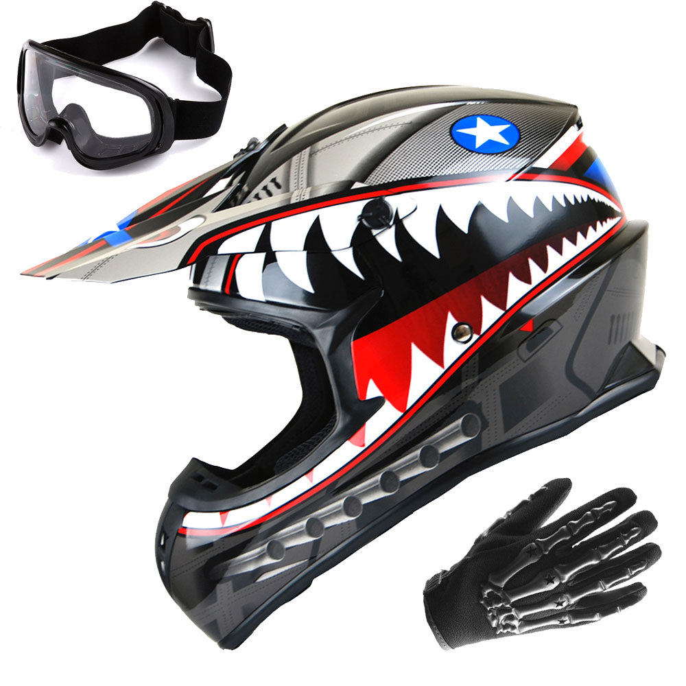 1Storm Adult Motocross Helmet BMX MX ATV Dirt Bike Downhill Mountain Bike Helmet HKY_SC09S Monster Shark + Goggles + Skeleton Glove Bundle Z Bundle 1Storm Adult Motocross Helmet BMX MX ATV Dirt Bike Downhill Mountain Bike Helmet HKY_SC09S Monster Shark + Goggles + Skeleton Glove Bundle Z Bundle