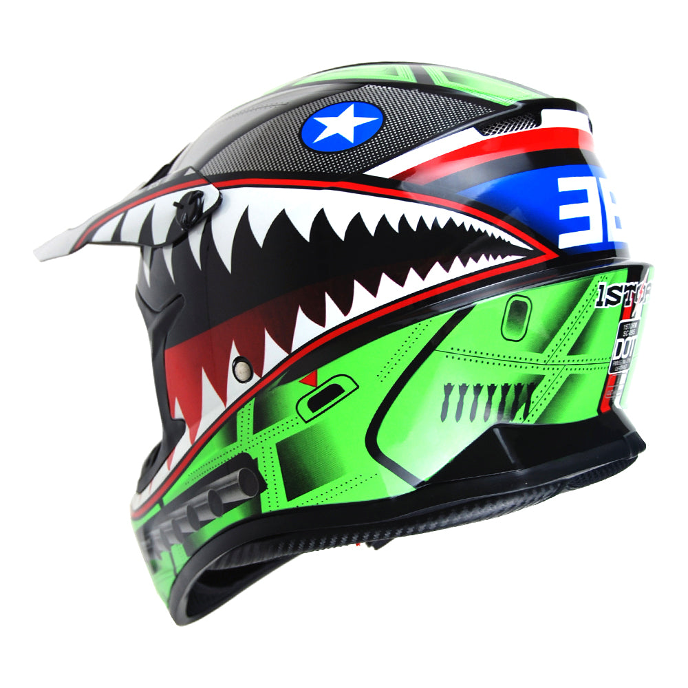 1Storm Adult Motocross Helmet BMX MX ATV Dirt Bike Downhill Mountain Bike Helmet HKY_SC09S Monster Shark + Goggles + Skeleton Glove Bundle Z Bundle 1Storm Adult Motocross Helmet BMX MX ATV Dirt Bike Downhill Mountain Bike Helmet HKY_SC09S Monster Shark + Goggles + Skeleton Glove Bundle Z Bundle