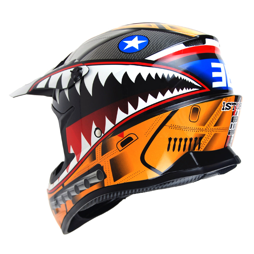 1Storm Adult Motocross Helmet BMX MX ATV Dirt Bike Downhill Mountain Bike Helmet Racing Style HKY_SC09S + Motorcycle Bluetooth Headset