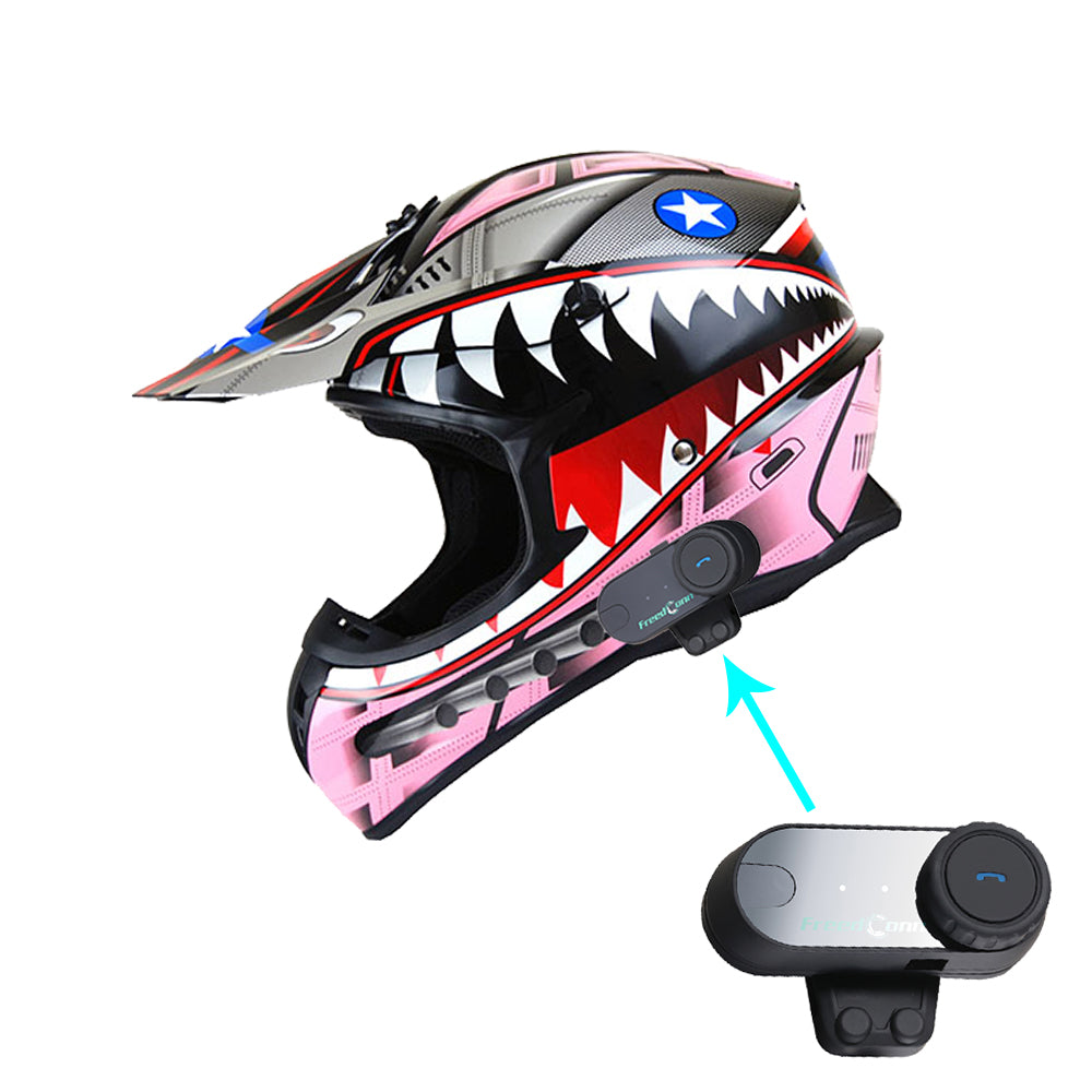 Dirt bike helmet with bluetooth top