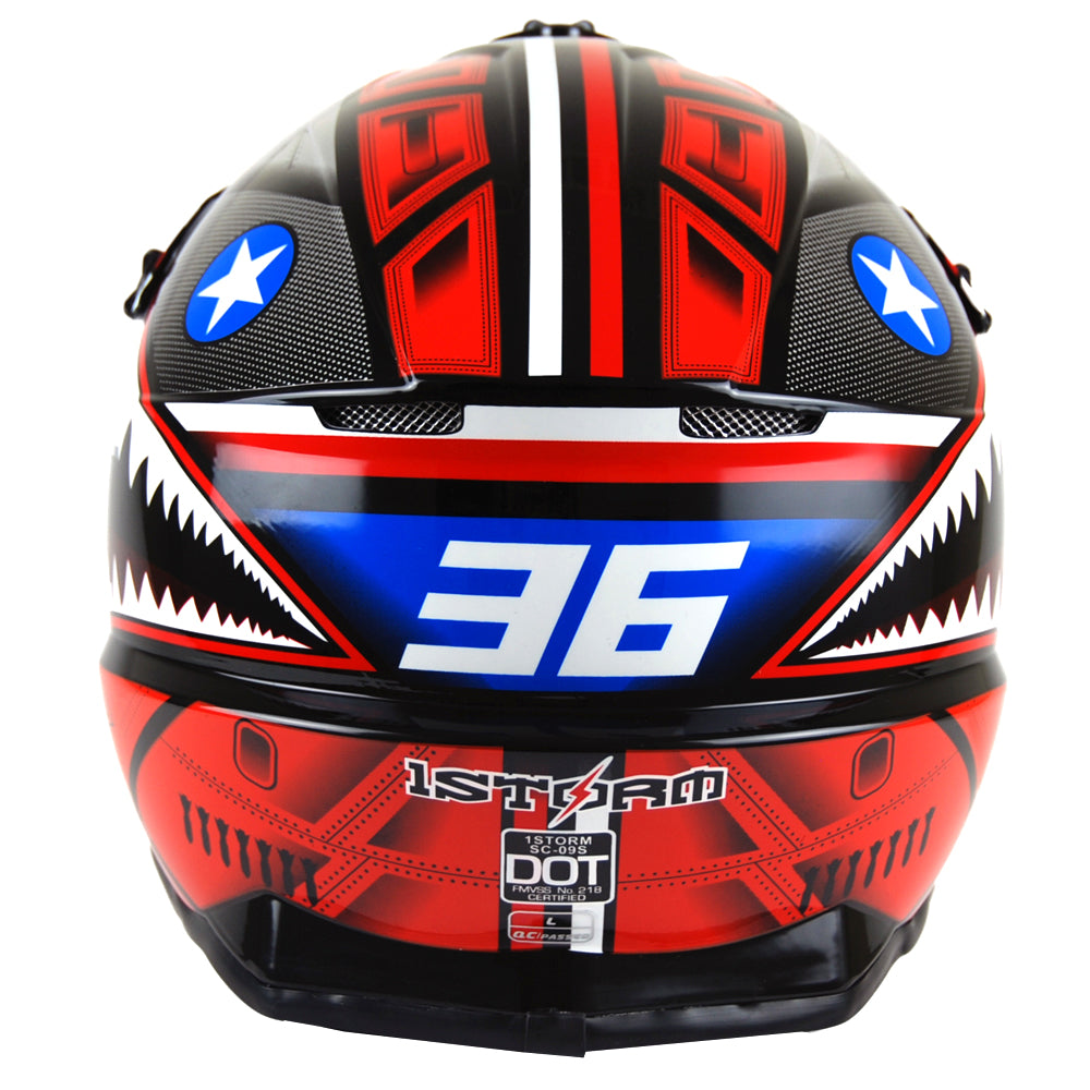 1Storm Adult Motocross Helmet BMX MX ATV Dirt Bike Downhill Mountain Bike Helmet Racing Style HKY_SC09S + Motorcycle Bluetooth Headset