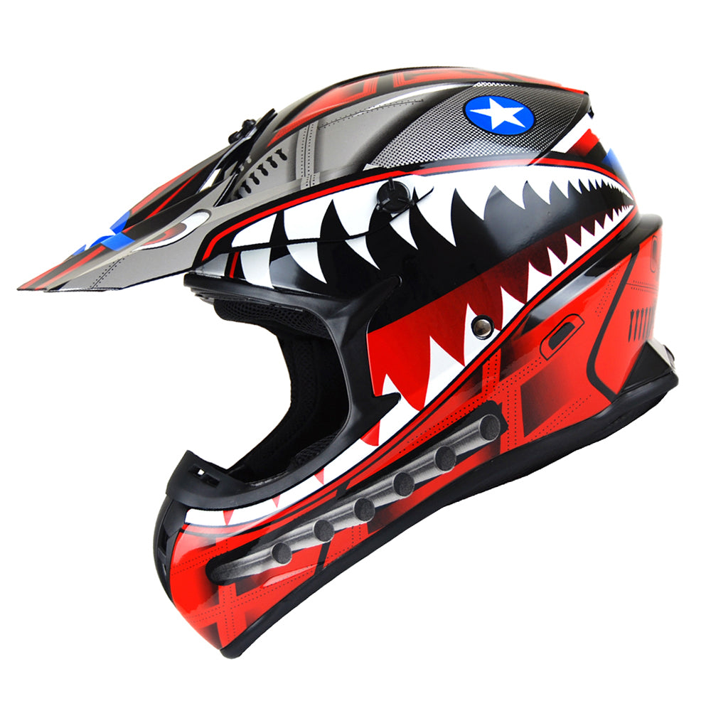 1Storm Adult Motocross Helmet BMX MX ATV Dirt Bike Downhill Mountain Bike Helmet Racing Style HKY_SC09S + Motorcycle Bluetooth Headset