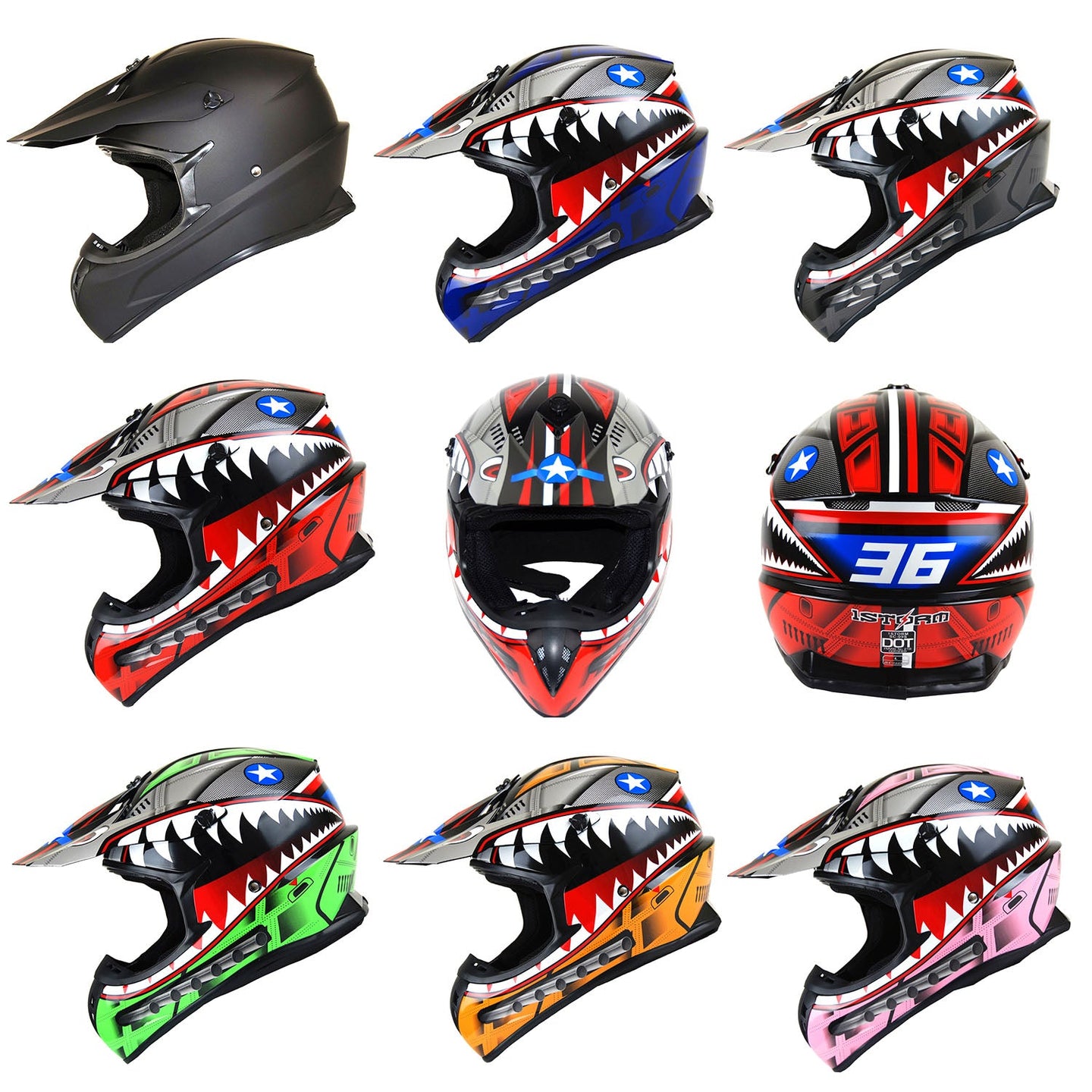 1Storm Adult Motocross BMX MX ATV Dirt Bike Close Out Helmet Racing Style SC09SCLS Shark Pink / M (55-56 cm 21.7/22.0 Inch )